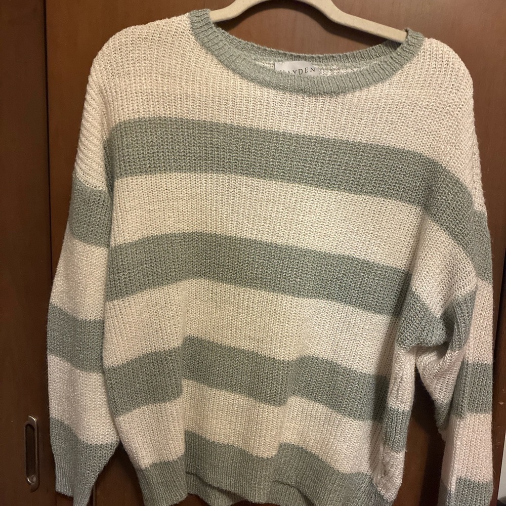 Striped foam green and Cream Sweater